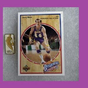JERRY WEST’The Logo’ Pin 1991-92 Upper Deck Basketball Hall of Fame 1979 card #7